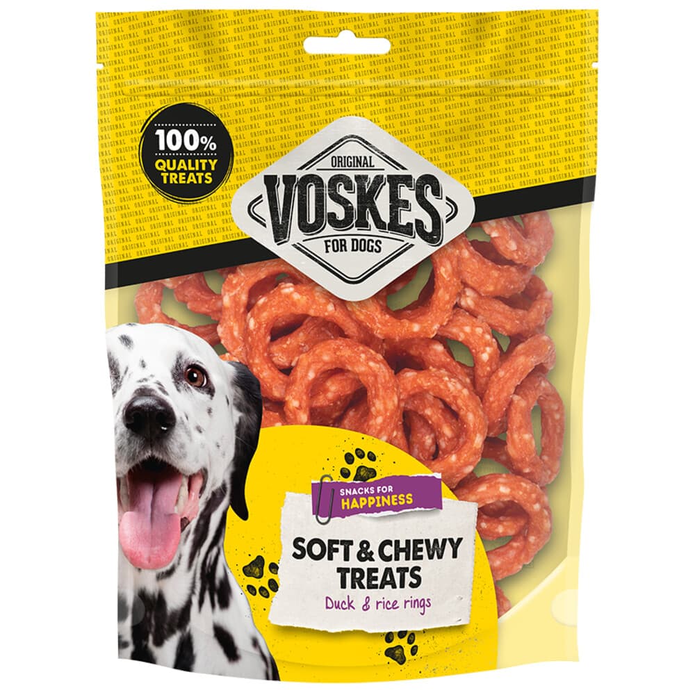 Voskes Hondensnack Ringen Eend&Rijst 400 gr