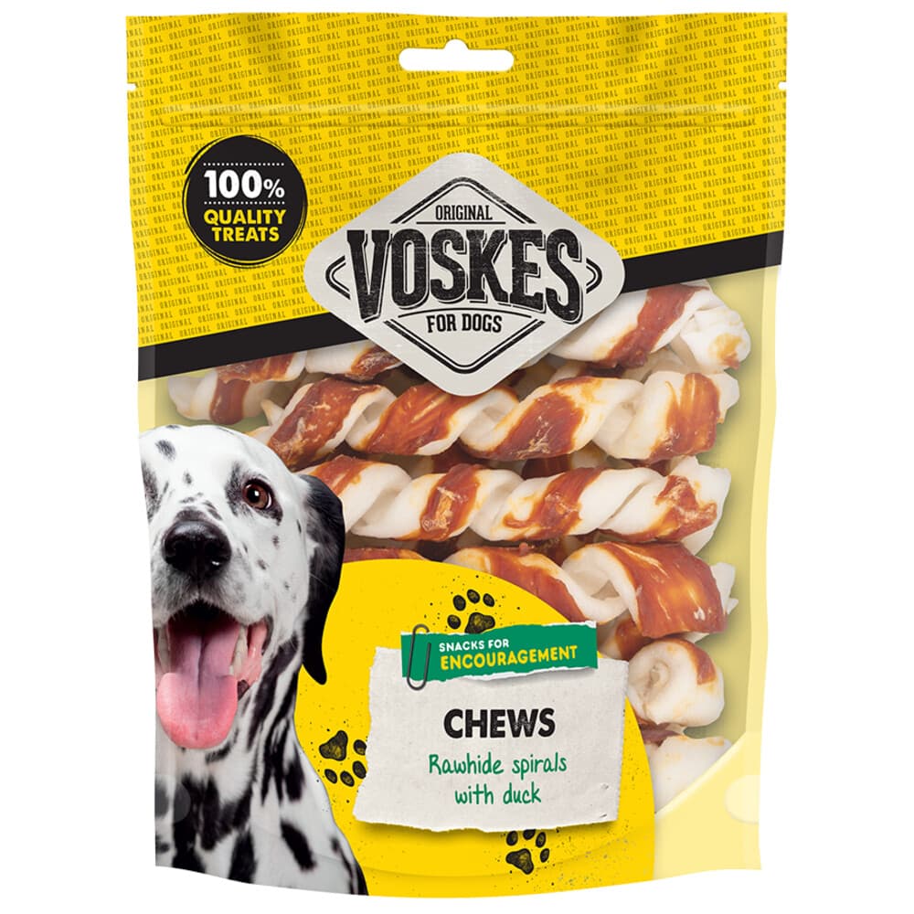 15x Voskes Hondensnack Spiralen Runderhuid&Eend 20 stuks