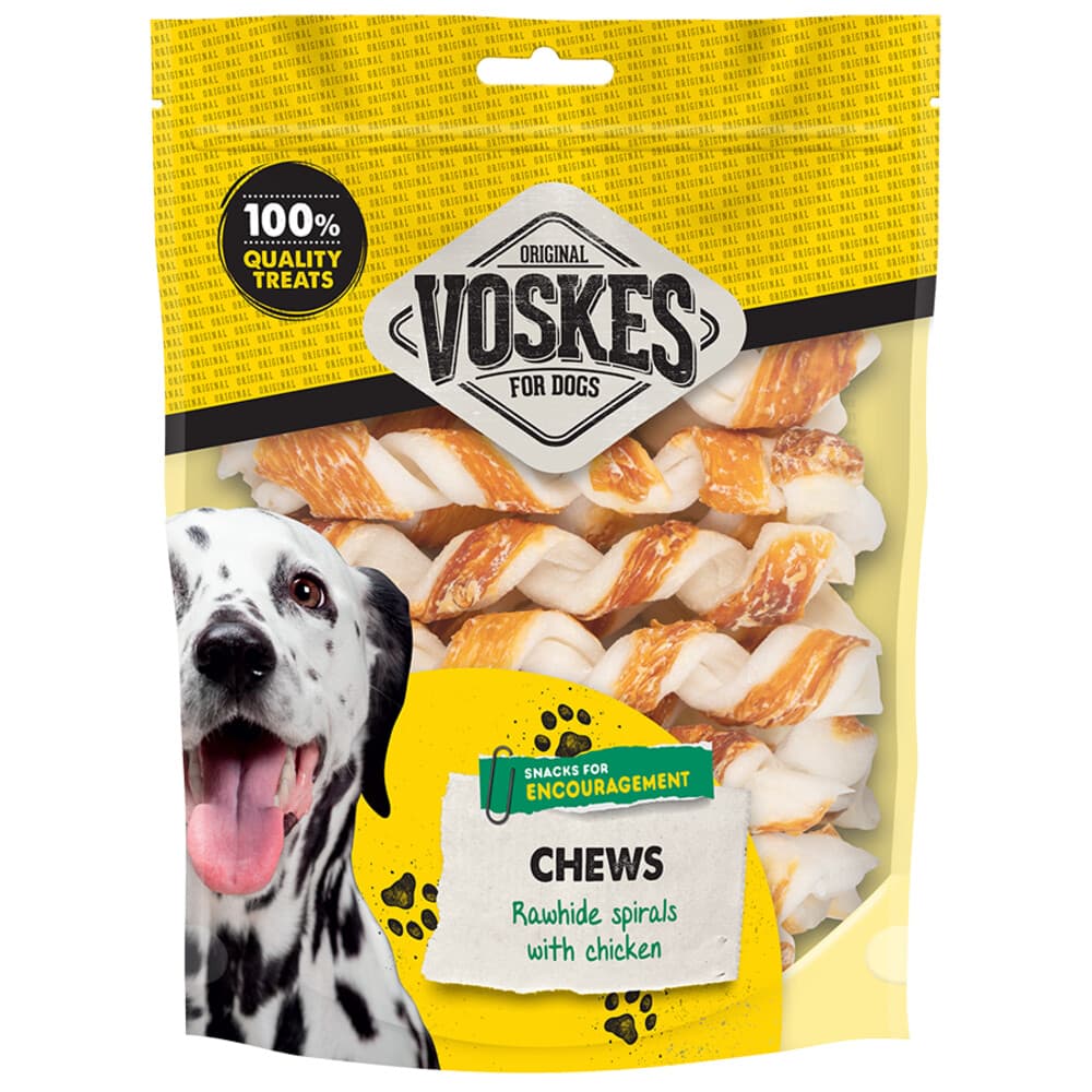 15x Voskes Hondensnack Spiralen Runderhuid&Kip 20 stuks