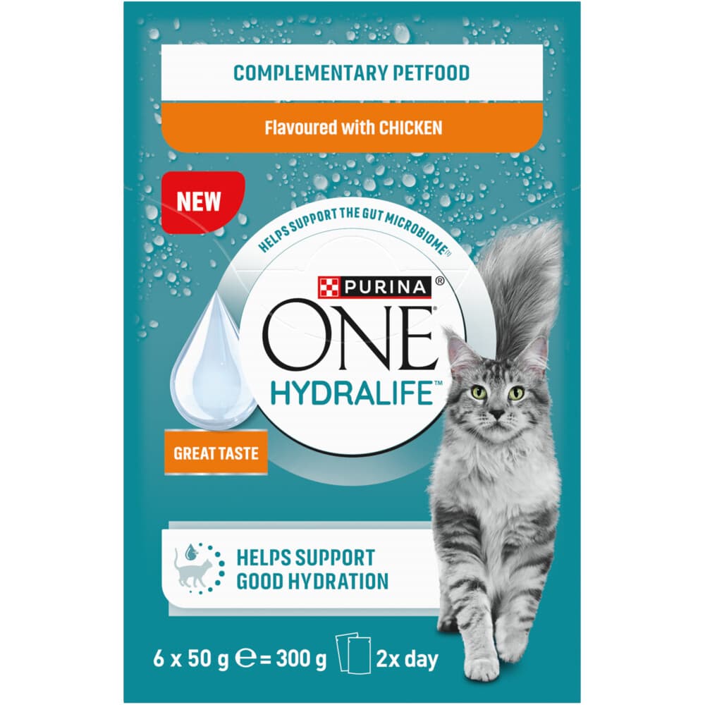 4x Purina ONE Kattenvoer Nat Hydralife Adult Kip 6 x 50 gr