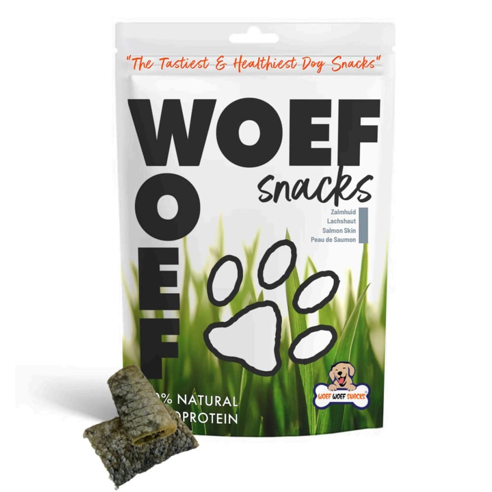 Woef Woef Hondensnack Zalmhuid L 150 gr