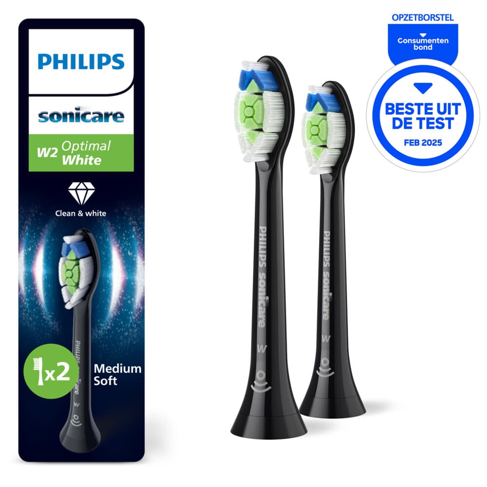 Philips Sonicare Opzetborstels W2 Optimal White Zwart 2 stuks