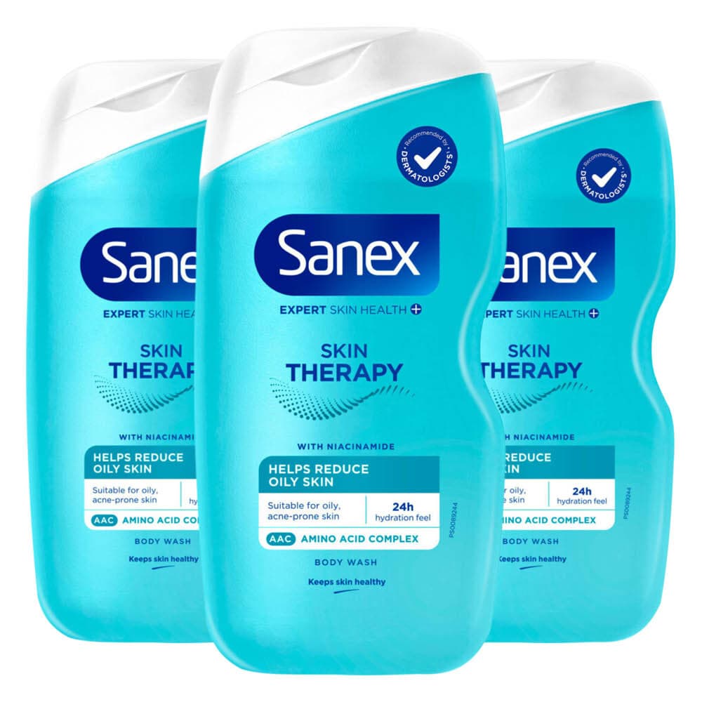 3x Sanex Douchegel Skin Therapy Reduce Imperfections 450 ml