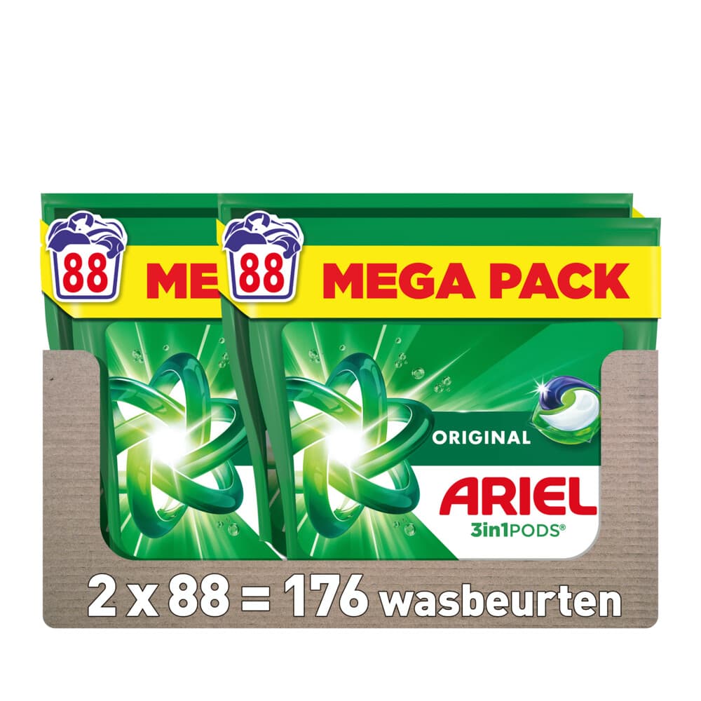 2x Ariel 3in1 Wasmiddel Pods Original 88 stuks