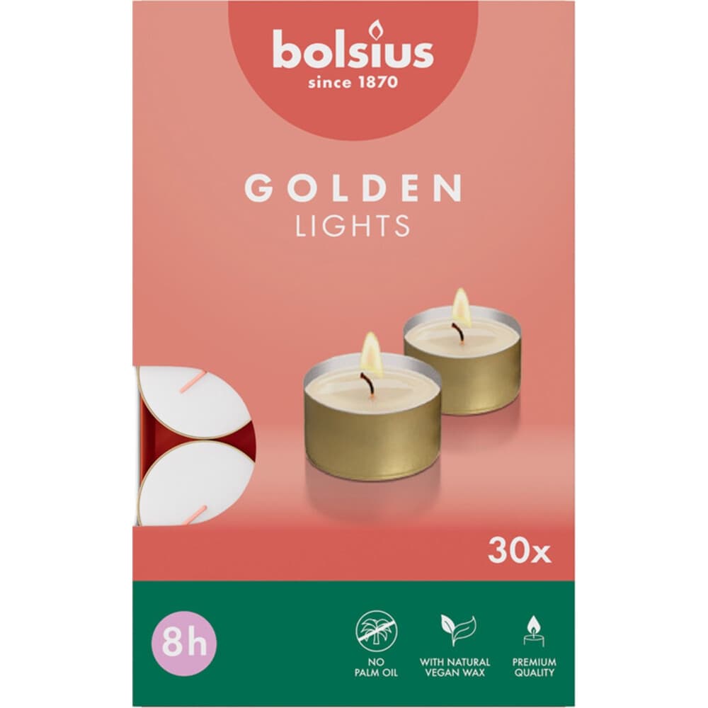 3+1 gratis: Bolsius Theelichten Wit 8 branduren 30 stuks