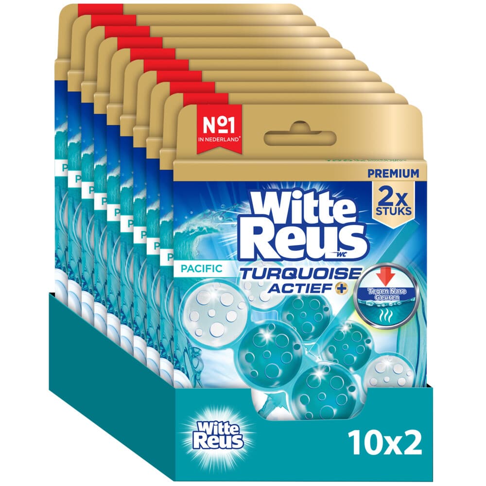 10x Witte Reus Toiletblok Turquoise Actief 2 stuks