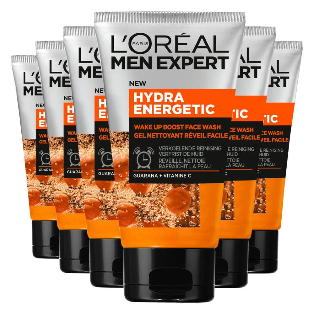 6x L'Oréal Men Expert Hydra Energetic Face Wash Cleansing Gel 100 ml