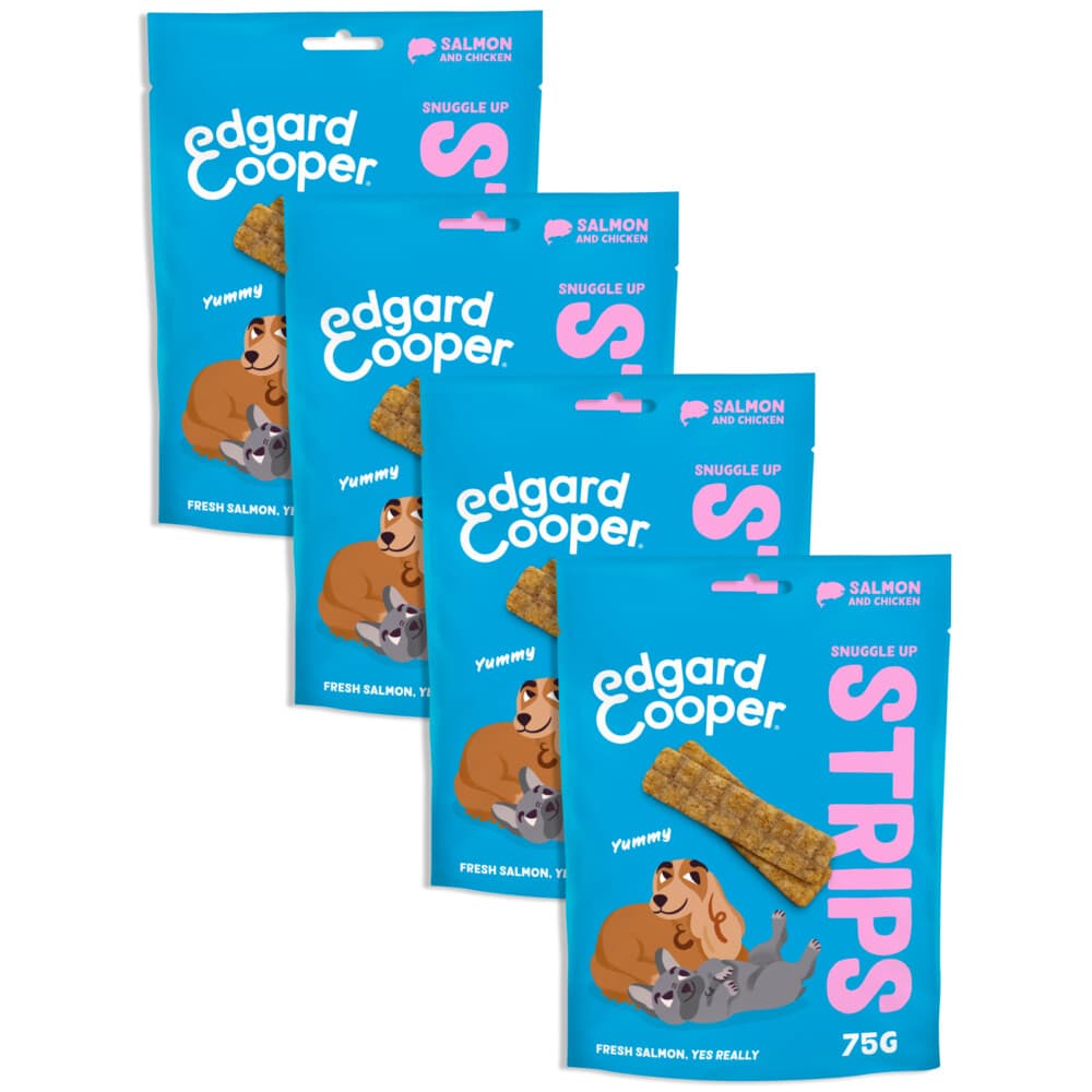 4x Edgard&Cooper Adult Strips Zalm&Kip 75 gr