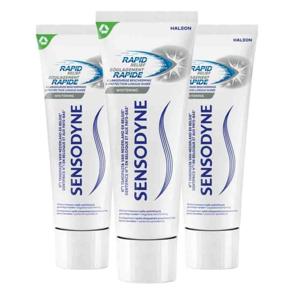 3x Sensodyne Tandpasta Rapid Relief Whitening 75 ml