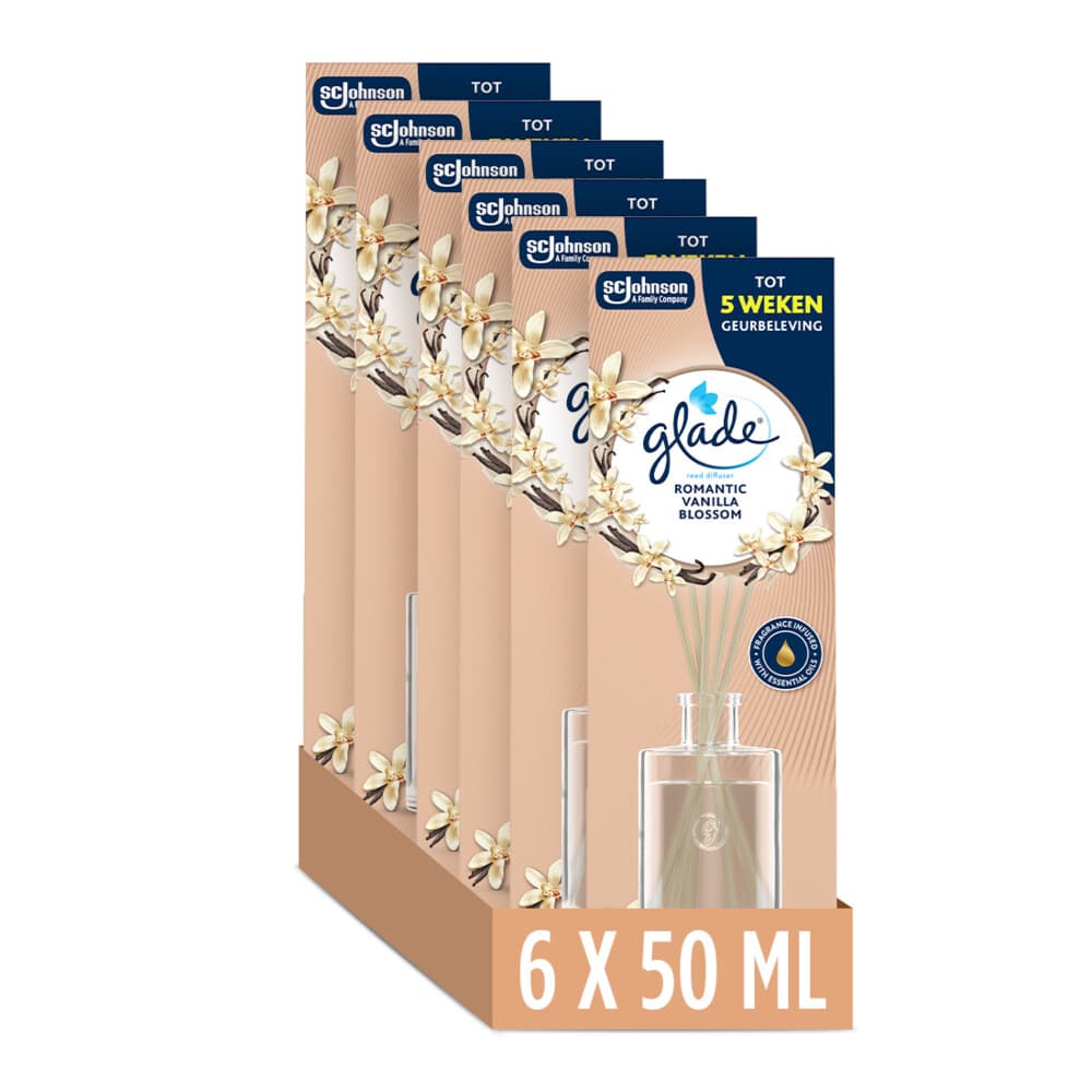 6x Glade Geurstokjes Romantic Vanilla Blossom 50 ml
