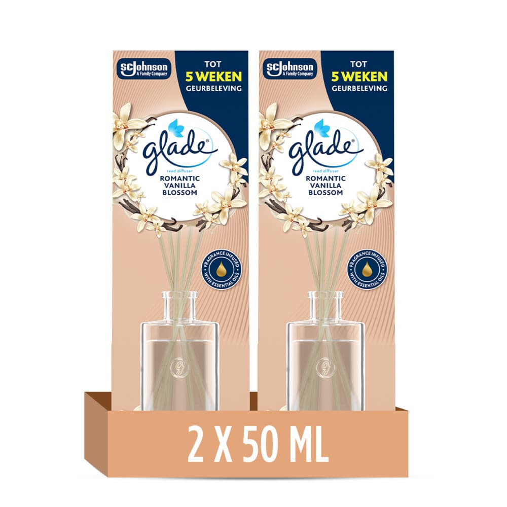 2x Glade Geurstokjes Romantic Vanilla Blossom 50 ml