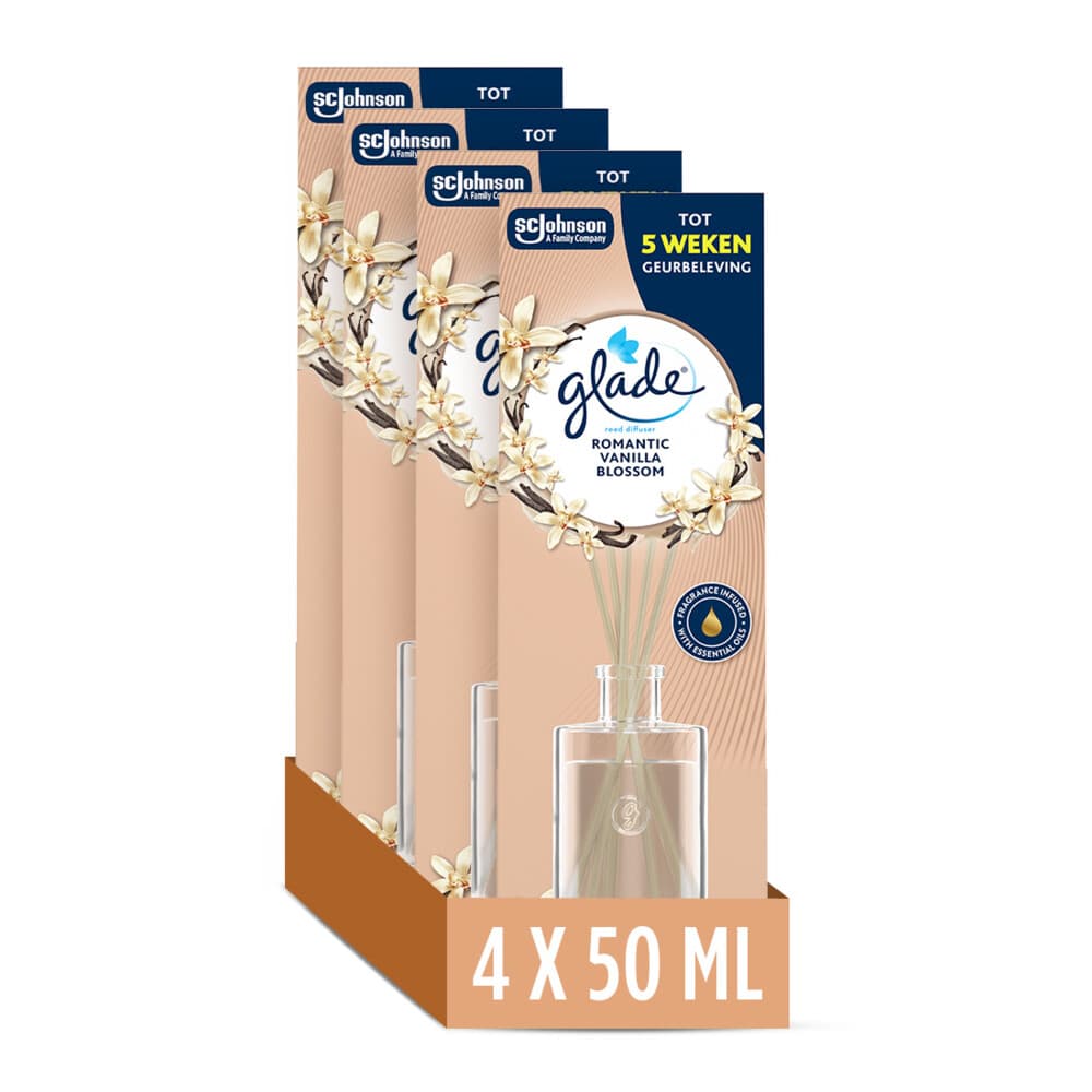 4x Glade Geurstokjes Romantic Vanilla Blossom 50 ml