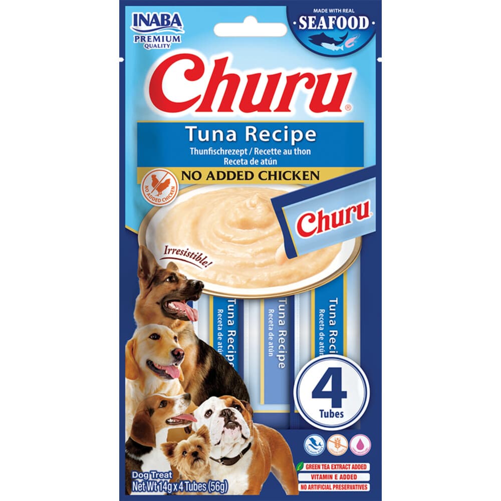 12x Inaba Hondensnack Churu Puree Dog Fish Tuna 4 x 14 gr
