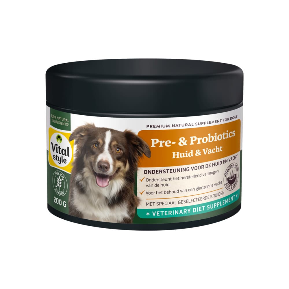 Vitalstyle Supplement Hond Pre-&Probiotics Huid&Vacht 200 gr