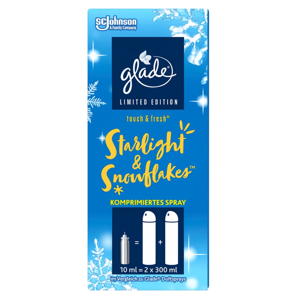 12x Glade Luchtverfrisser Mini Spray Navulling Starlight&Snowflakes 10 ml