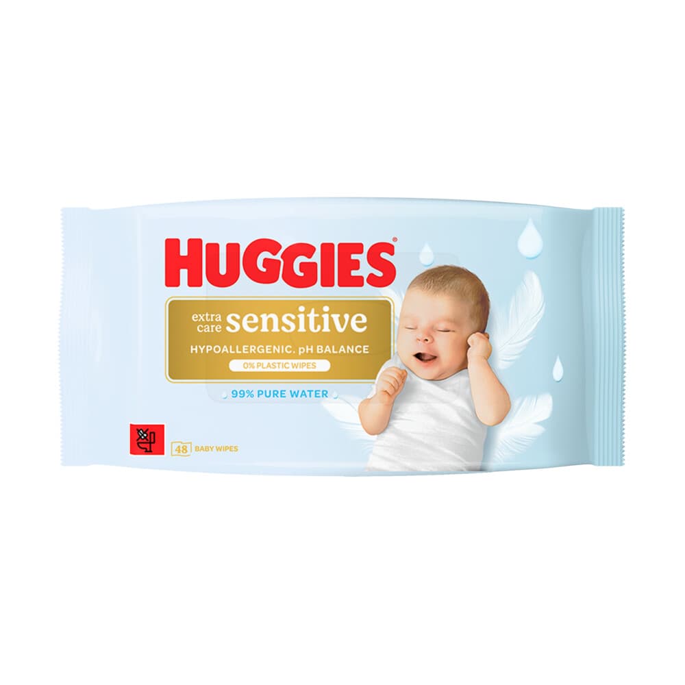 Huggies Babydoekjes Extra Care Sensitive 100% Plasticvrij 48