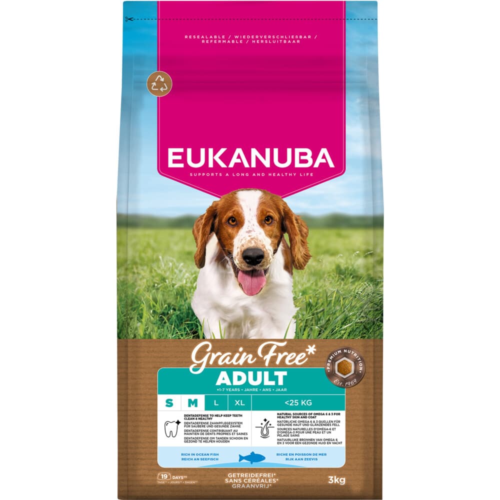 Eukanuba Hondenvoer Droog Grain Free Small/Medium Oceaanvis Adult 3 kg