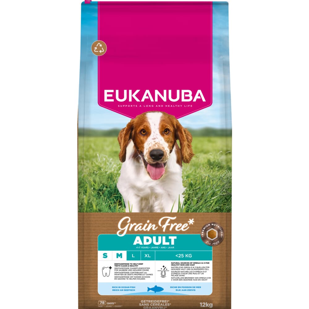 Eukanuba Hondenvoer Droog Grain Free Small/Medium Oceaanvis Adult 12 kg