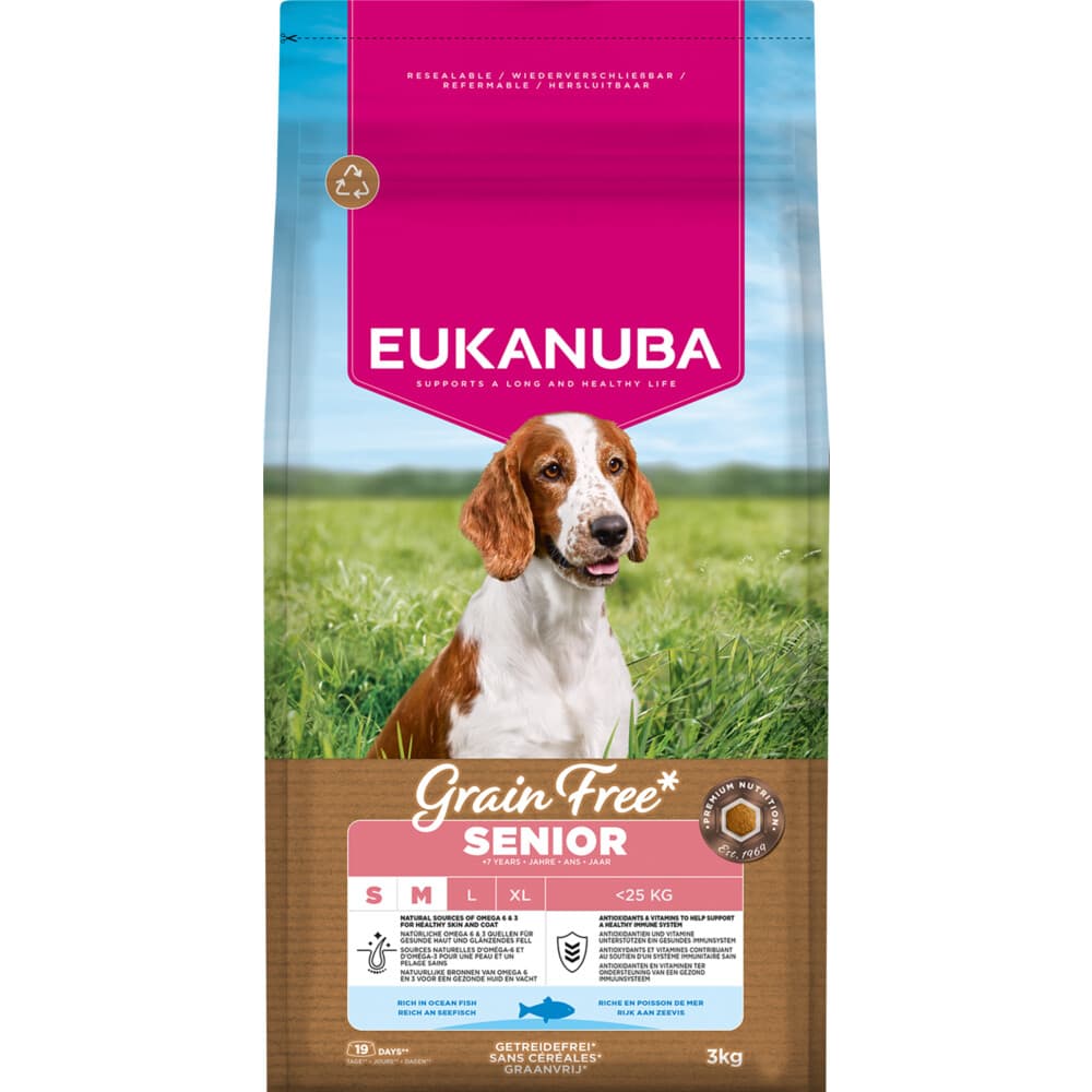 Eukanuba Hondenvoer Droog Grain Free Small/Medium Oceaanvis Senior 3 kg