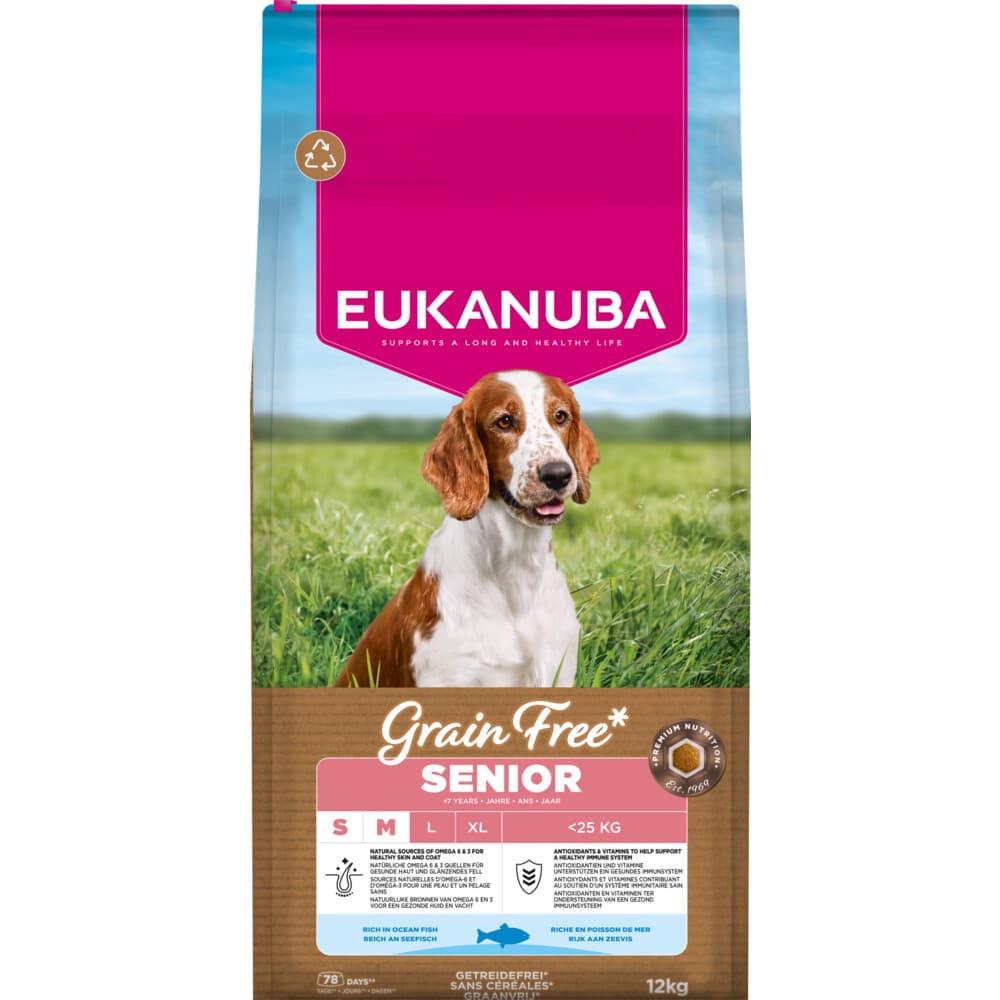 Eukanuba Hondenvoer Droog Grain Free Small/Medium Oceaanvis Senior 12 kg