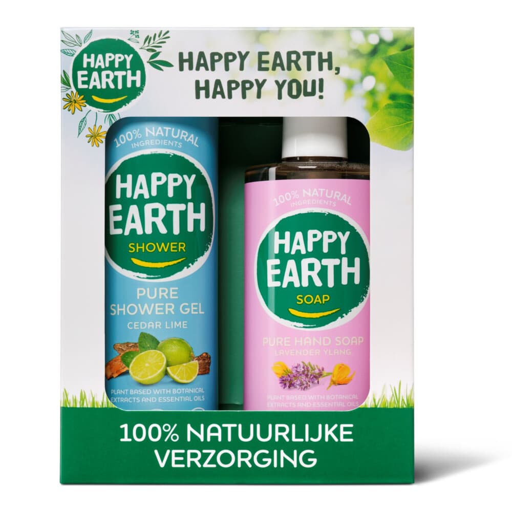 Happy Earth 100% Natuurlijk Giftset Douchegel&Handzeep 2 stuks