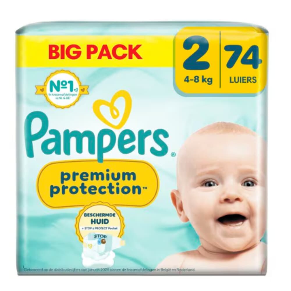 2x Pampers Premium Protection Luiers Maat 2 (4-8 kg) 74 stuks