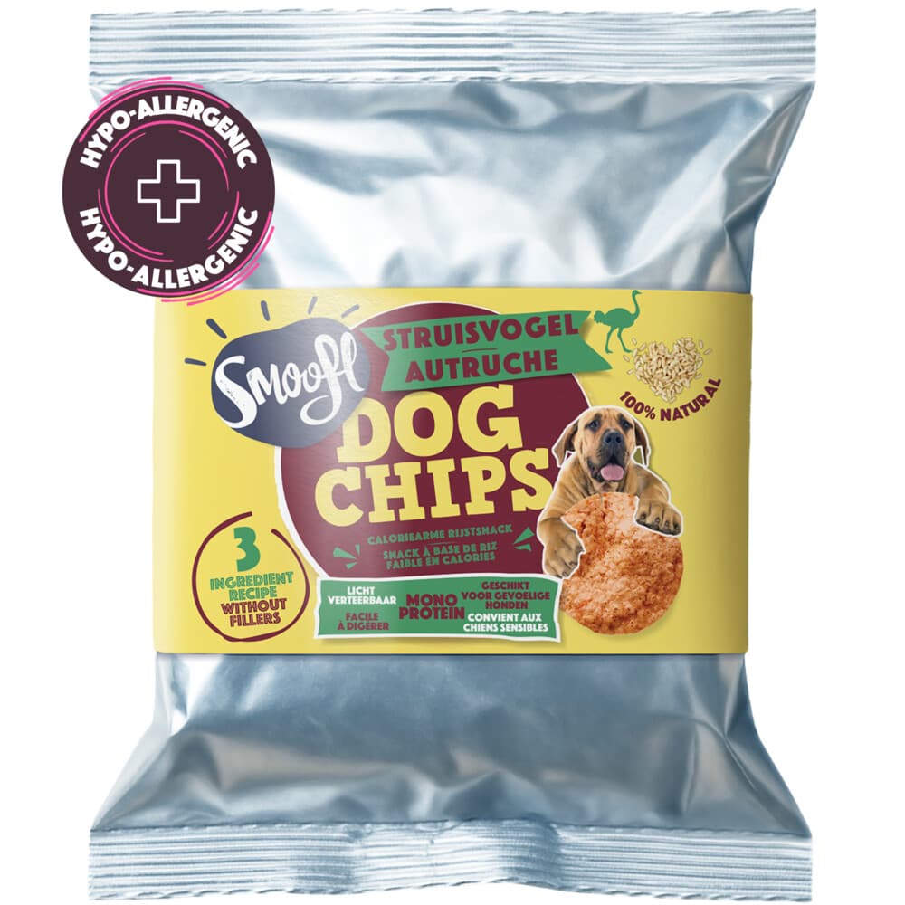 Smoofl Hondensnack Dog Chips Struisvogel 50 gr