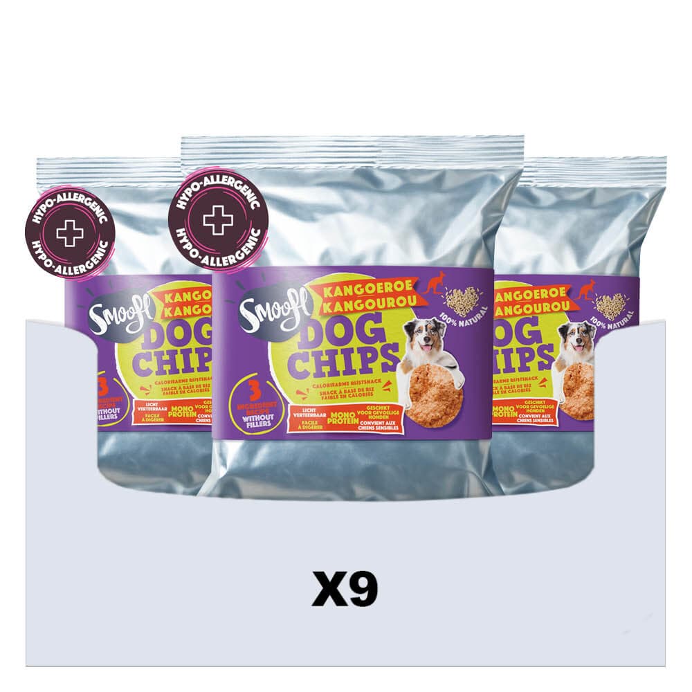 9x Smoofl Hondensnack Dog Chips Kangoeroe 50 gr