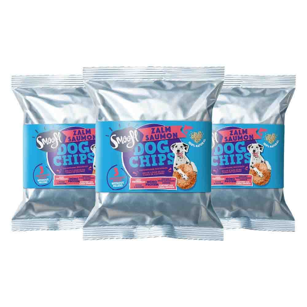 3x Smoofl Hondensnack Dog Chips Zalm 50 gr