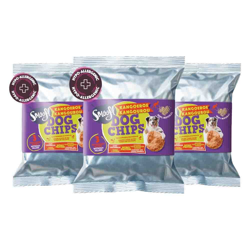 3x Smoofl Hondensnack Dog Chips Kangoeroe 50 gr