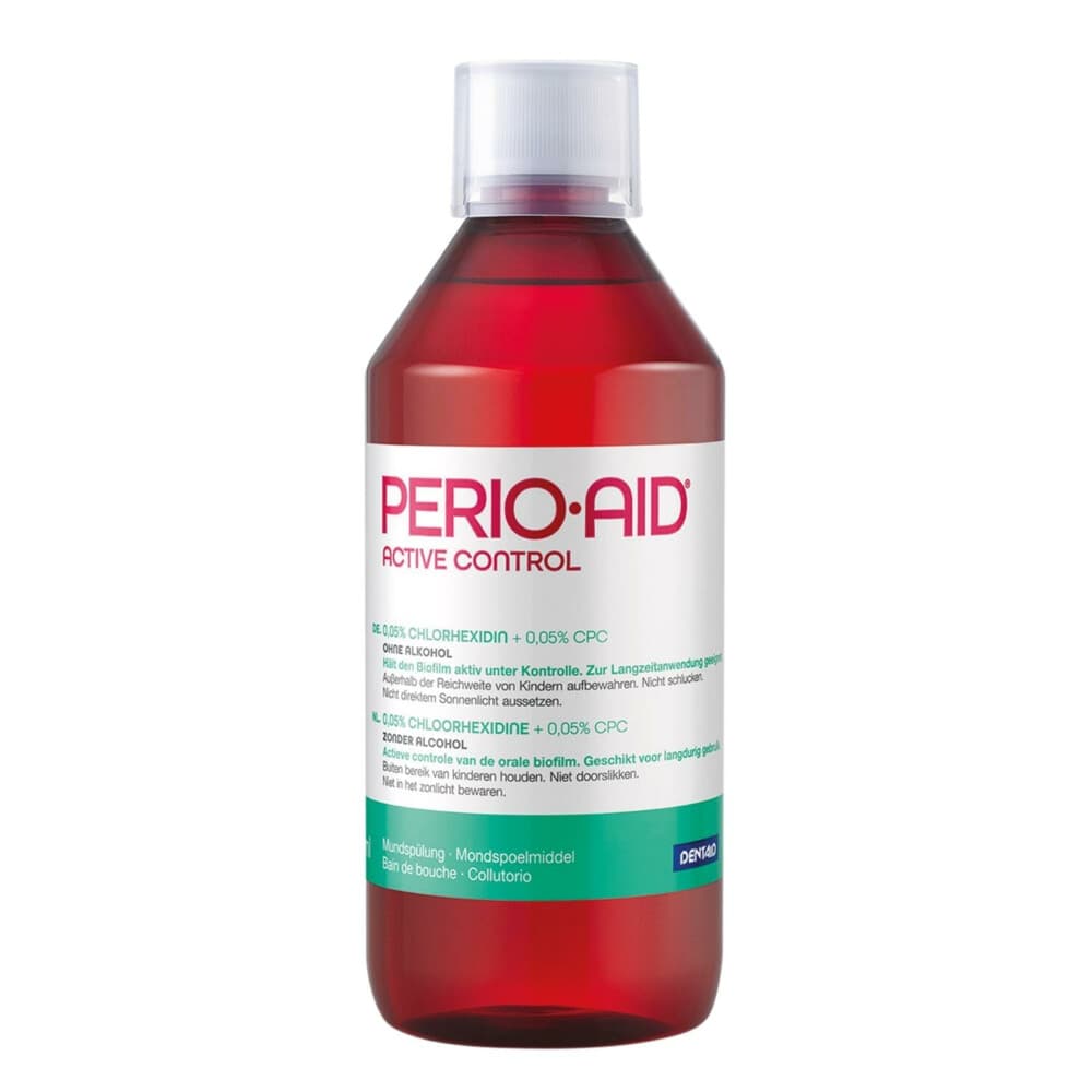 4x PerioAid Mondspoelmiddel Active Control 0.05% CHX 500 ml