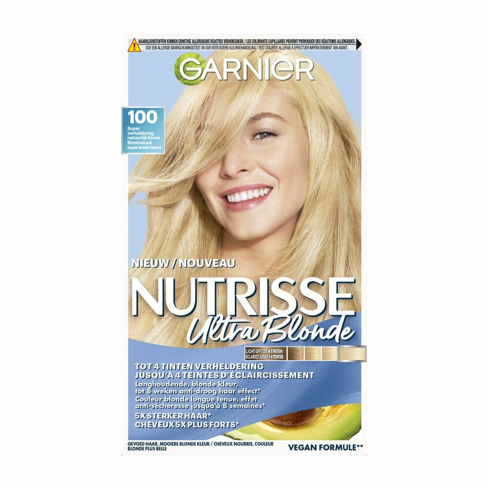 1+1 gratis: Garnier Nutrisse Ultra Blonde Permanente Haarkleuring 100 Zeer Zeer Licht Natuurlijk Blond