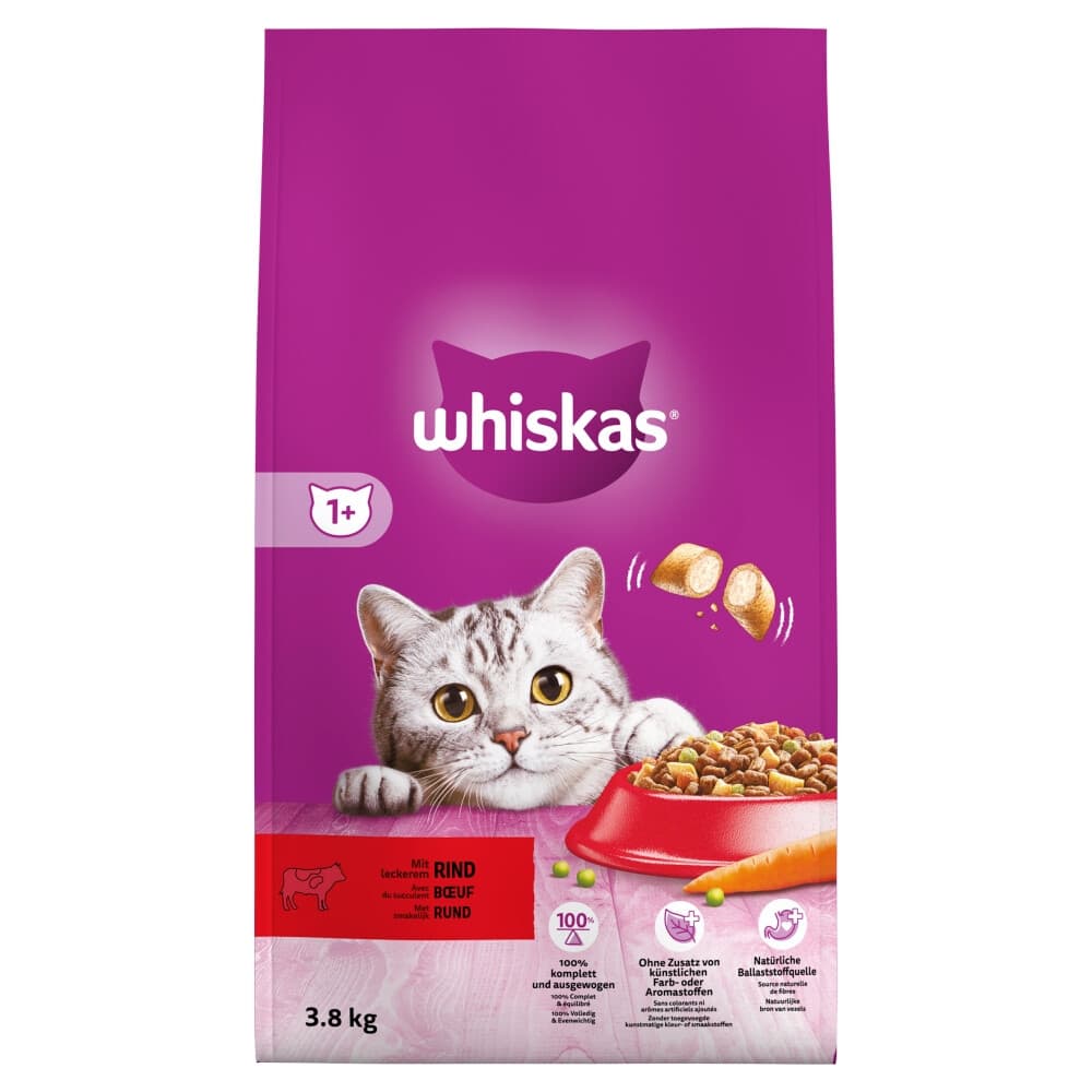 Whiskas 1+ Adult Katten Droogvoer Rund 3,8 kg