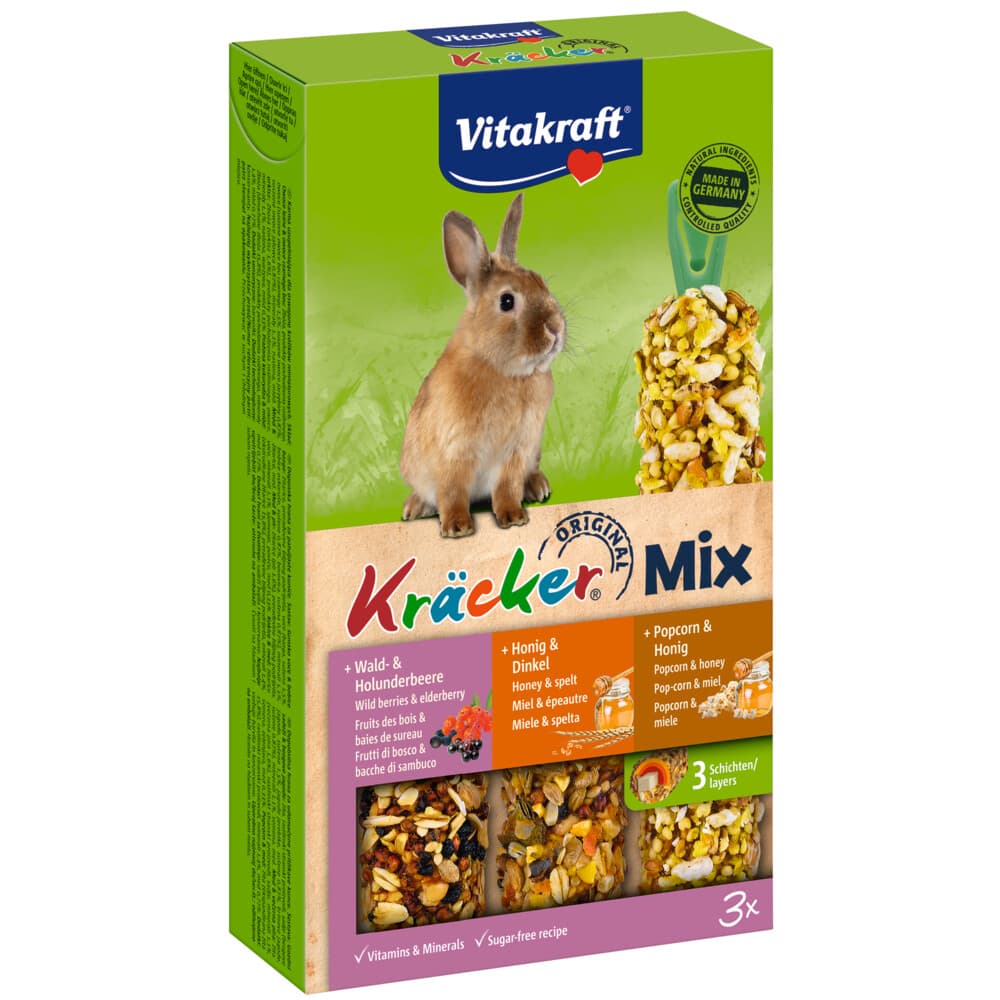 Vitakraft Konijn Kracker Bosbes - Honing - Popcorn 3 stuks