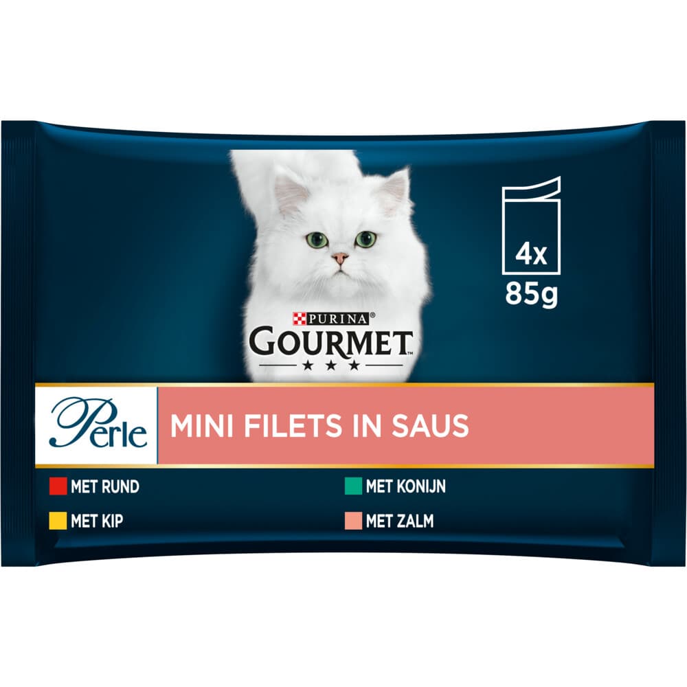 Gourmet Perle Kattenvoer Nat Mini Filets in Saus Multipack 4 x 85 gr