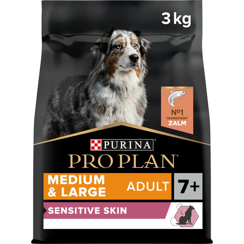 4x Pro Plan Hondenvoer Droog Adult 7+ Medium&Large Sensitive Skin Zalm 3 kg