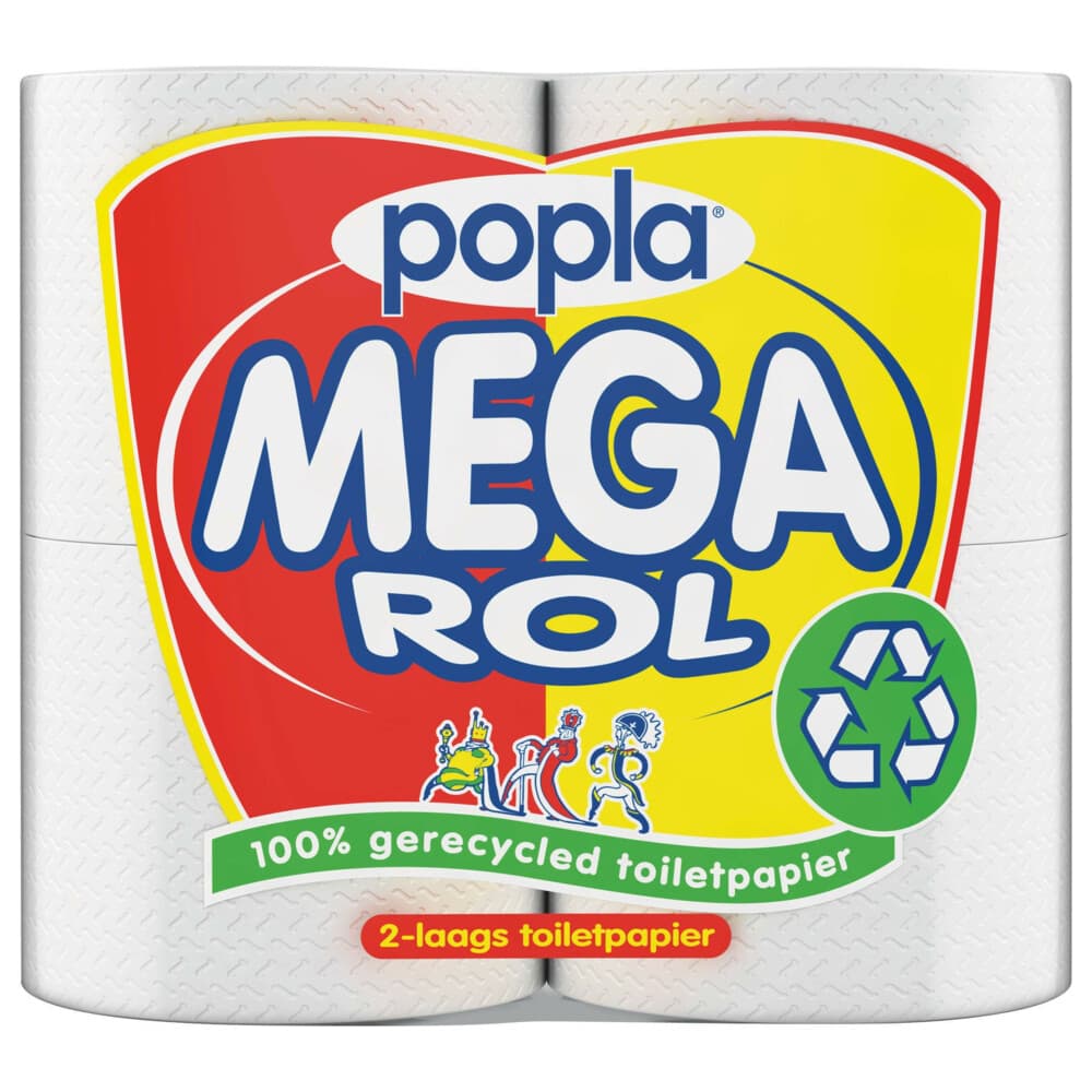 Popla Toiletpapier Megarol 2-laags 4 stuks
