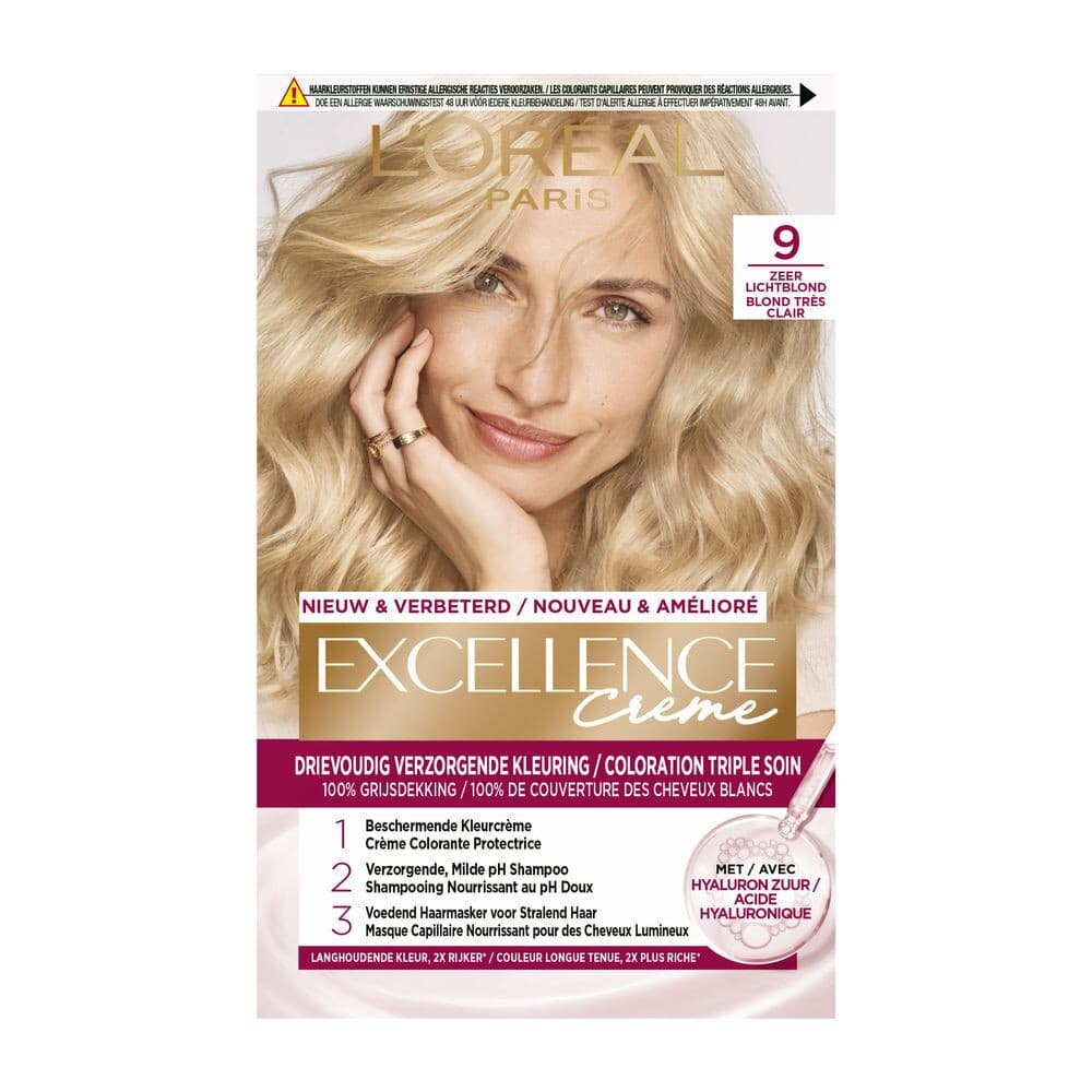 1+1 gratis: L'Oréal Excellence Crème Permanente Crèmekleuring 9 Zeer Licht Blond