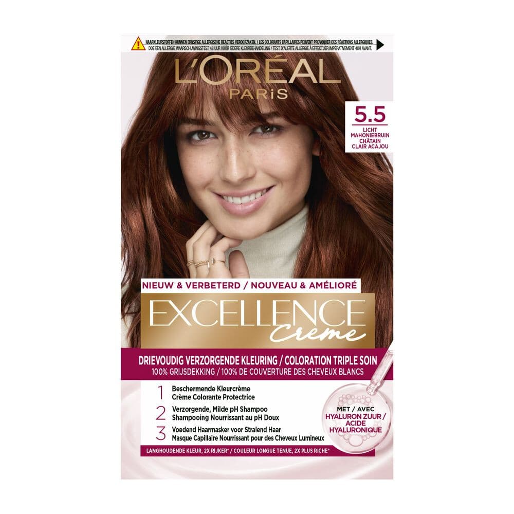 1+1 gratis: L'Oréal Excellence Crème Permanente Crèmekleuring 5.5 Licht Mahoniebruin
