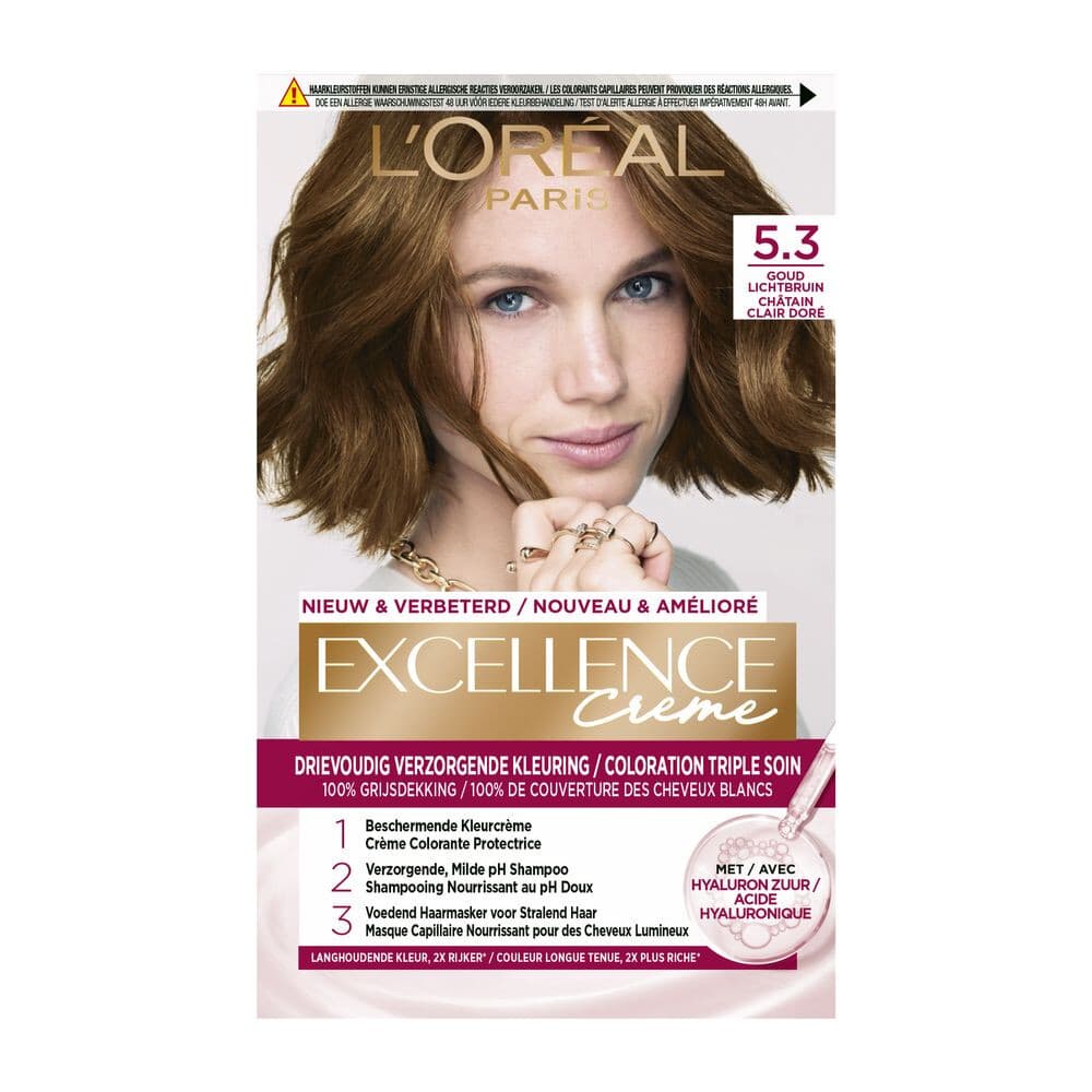 1+1 gratis: L'Oréal Excellence Crème Permanente Crèmekleuring 5.3 Licht Goudbruin