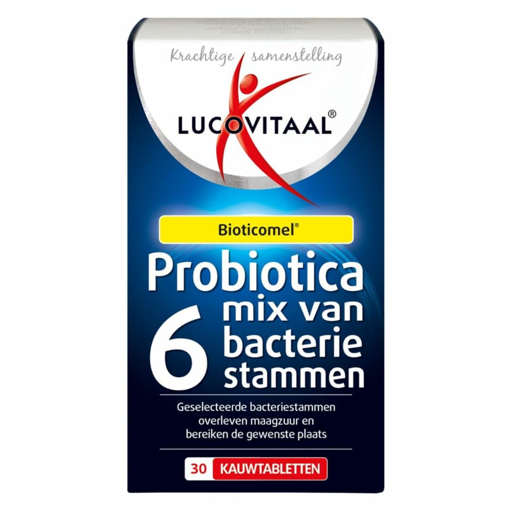 2+2 gratis: Lucovitaal Probiotica Mix van 6 Bacteriënstammen 30 kauwtabletten