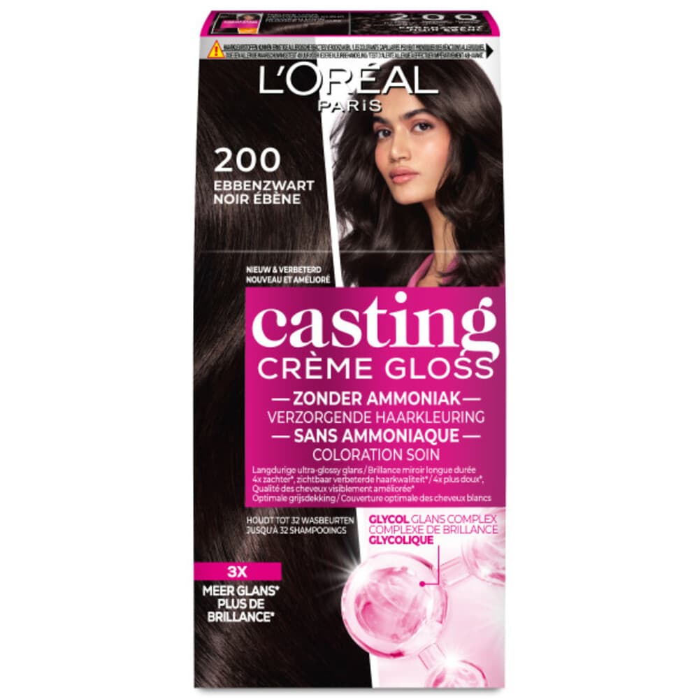 6x L'Oréal Casting Crème Gloss Semi-Permanente Haarkleuring 200 Zeer Donkerbruin