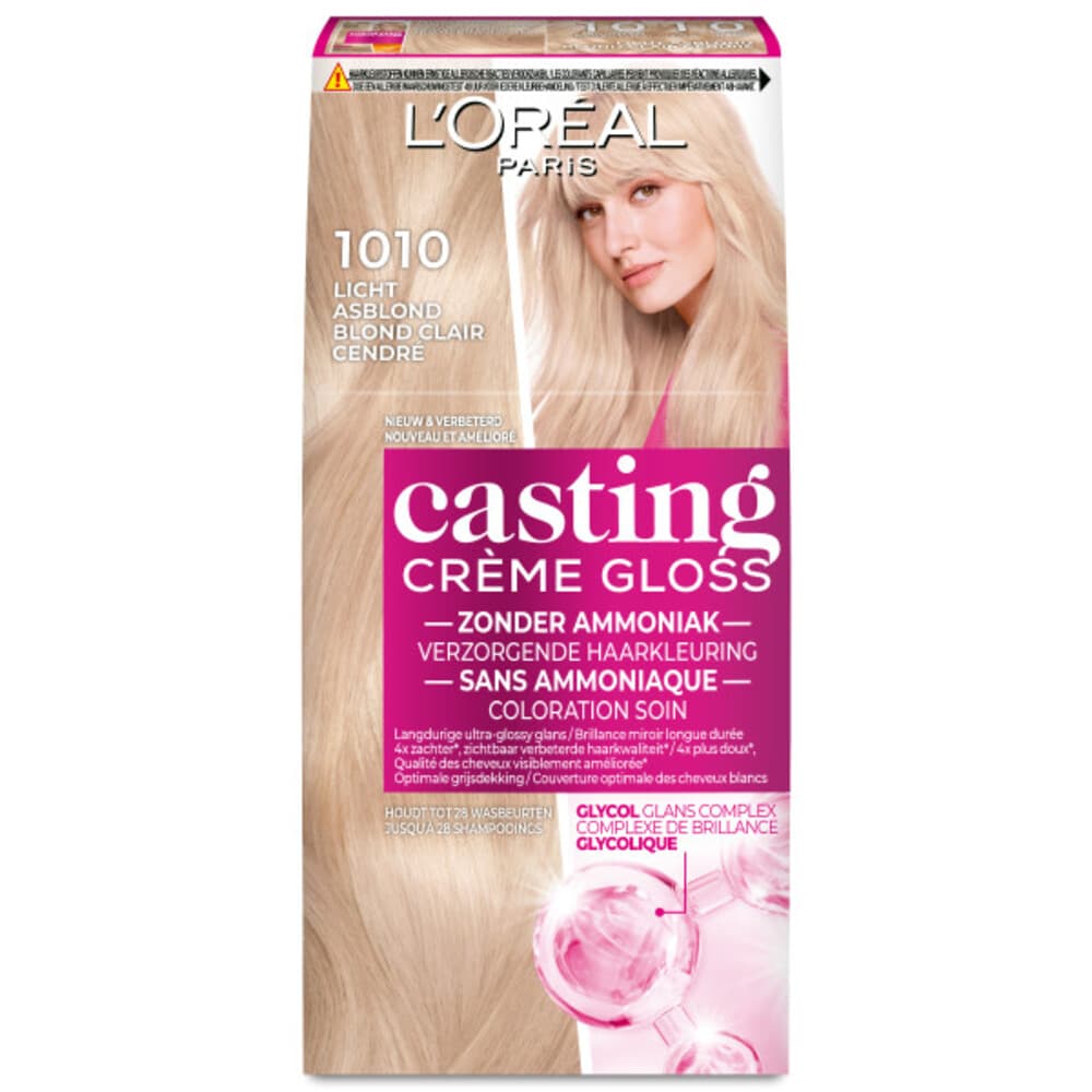 2x L'Oréal Casting Crème Gloss Semi-Permanente Haarkleuring 1010 Extra Licht Asblond