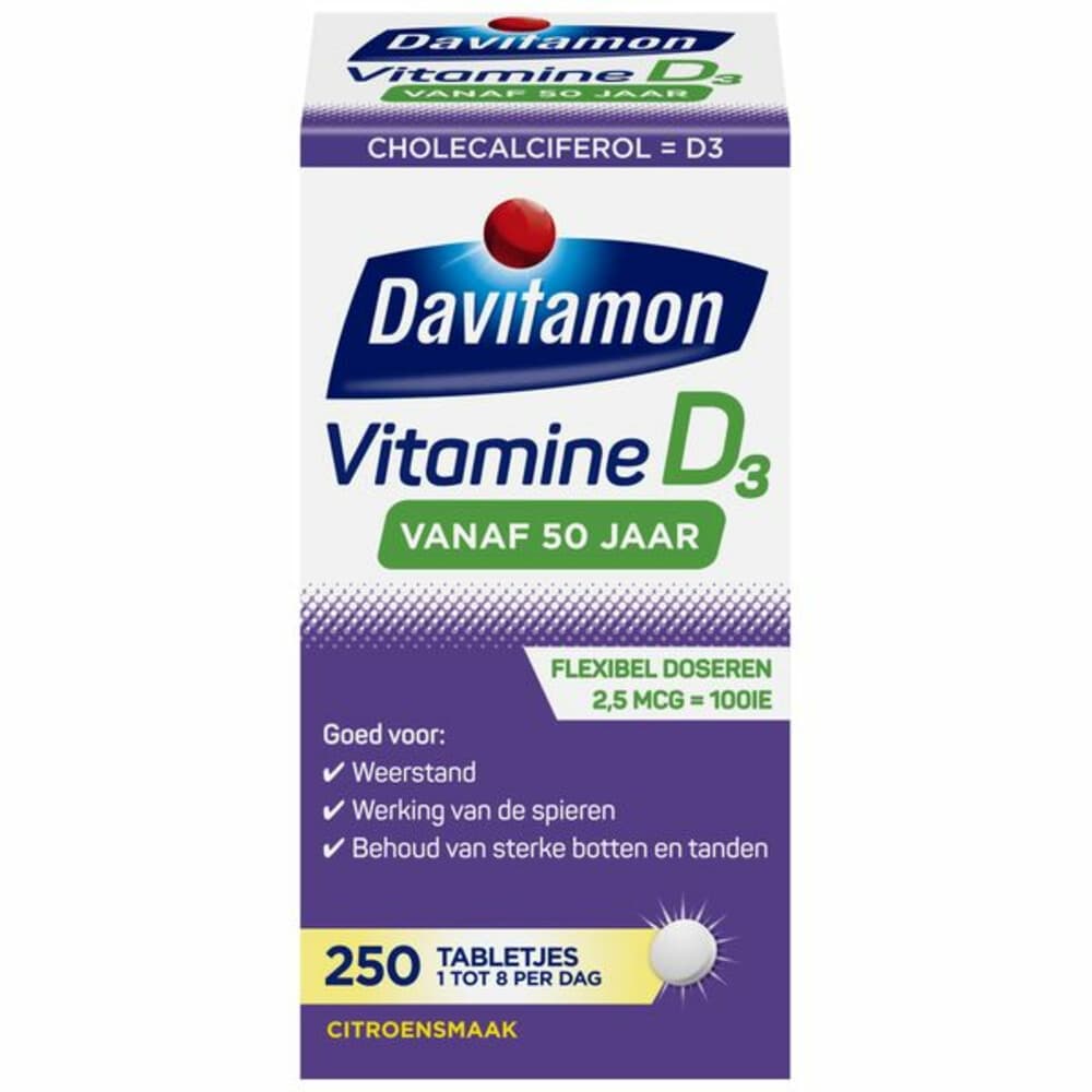Gratis Verzending: 4x Davitamon Vitamine D3 Vanaf 50 Jaar 250 tabletten