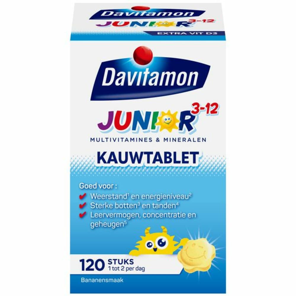 Gratis Verzending: Davitamon Junior 3+ Kauwvitamines Banaan 120 kauwtabletten