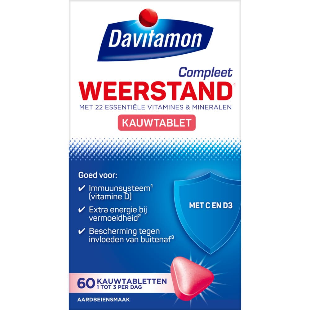Gratis Verzending: Davitamon Compleet Weerstand Kauwvitamines Aardbei 60 kauwtabletten