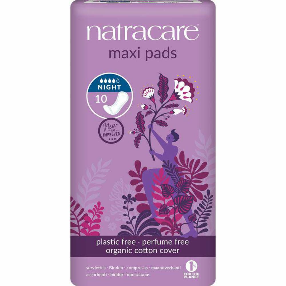 3x Natracare Maandverband Maxi Pads Nacht 10 stuks