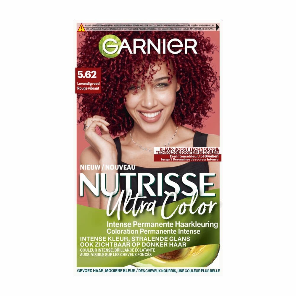 3x Garnier Nutrisse Ultra Color Permanente Haarkleuring 5.62 Levendig Rood