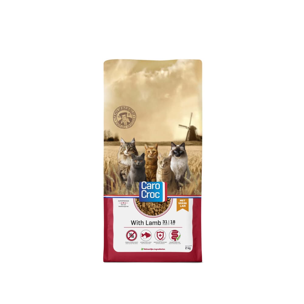 CaroCroc Kattenvoer Droog met Lam 2 kg