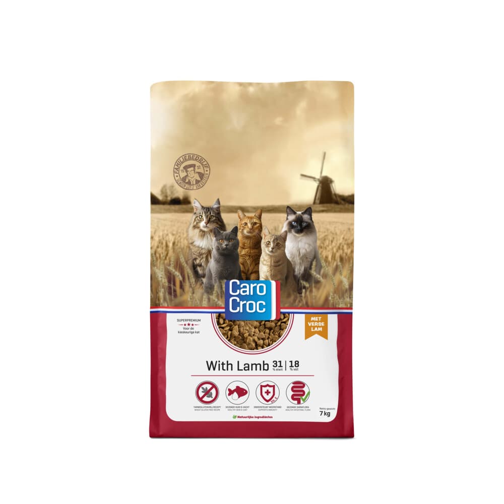 CaroCroc Kattenvoer Droog met Lam 7 kg